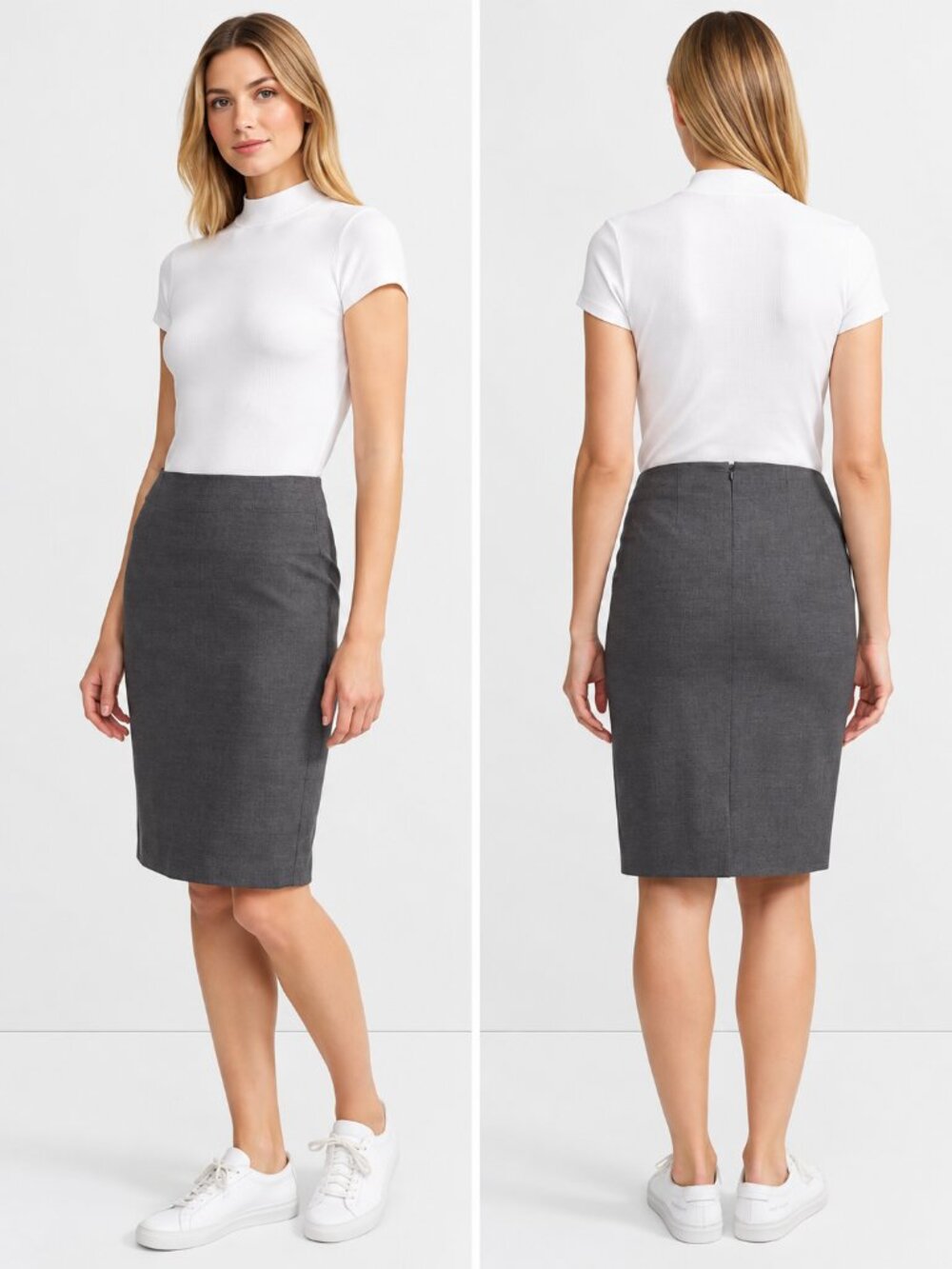 Theory Gray Virgin Wool Stretch Pencil Skirt Tailored Size US 12 NWOT